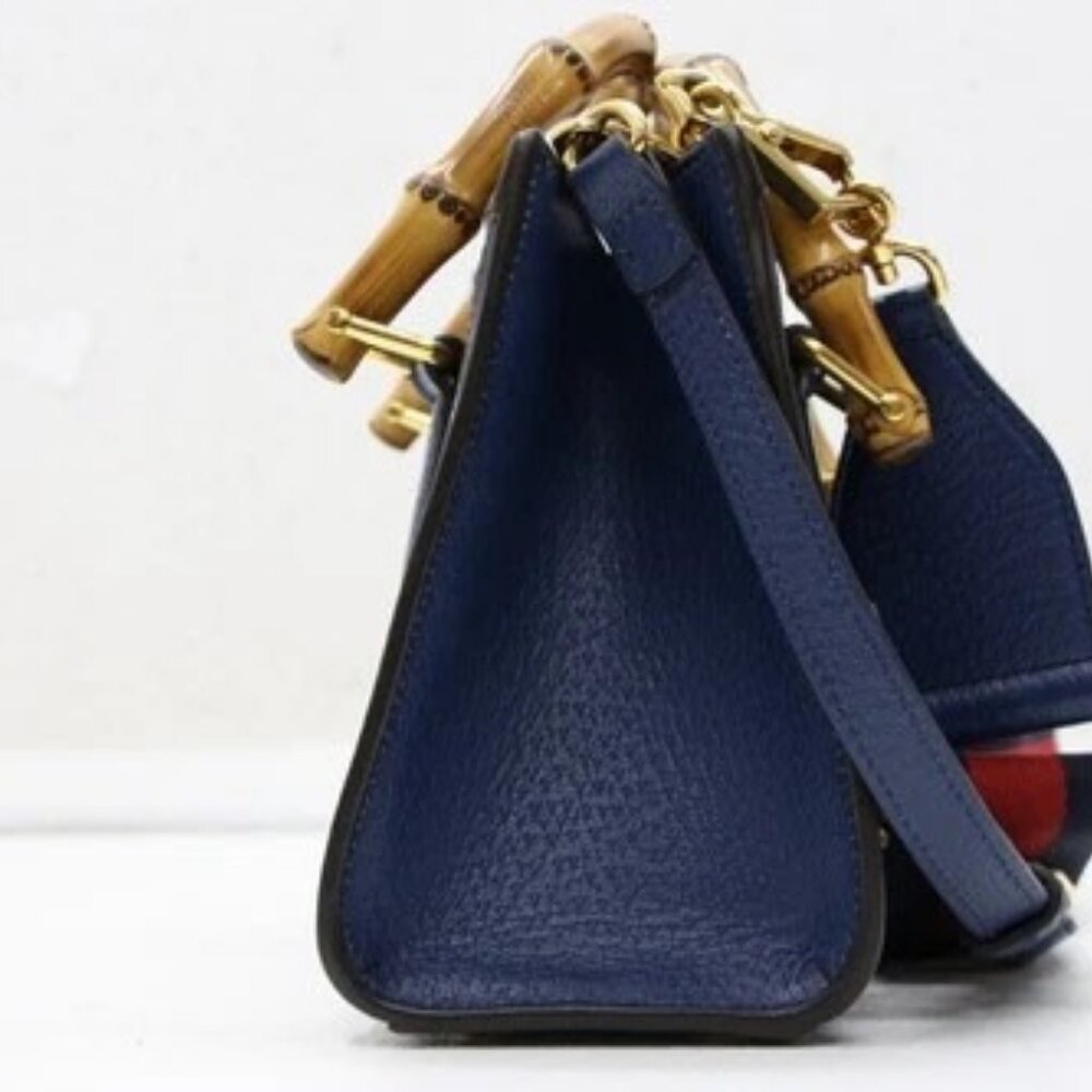 GUCCI Diana NM Bamboo Handle Tote Leather Mini - Blue - Picture 5 of 13